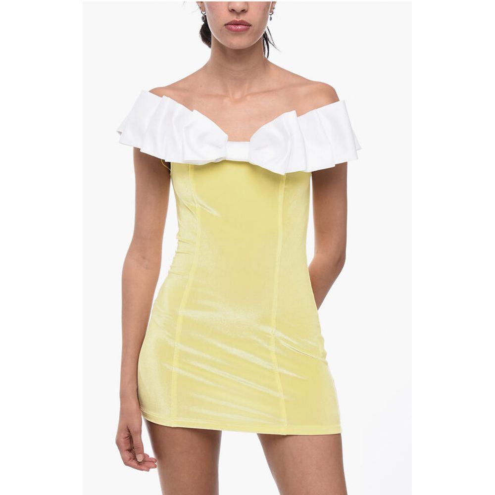 Adriana Hot Couture Bodycon Chenille Mini Dress with Maxi Bow