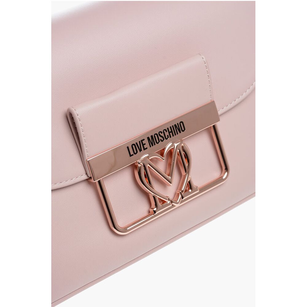 Moschino LOVE Faux Leather Bag with Metal Logo and Removable Shoulder