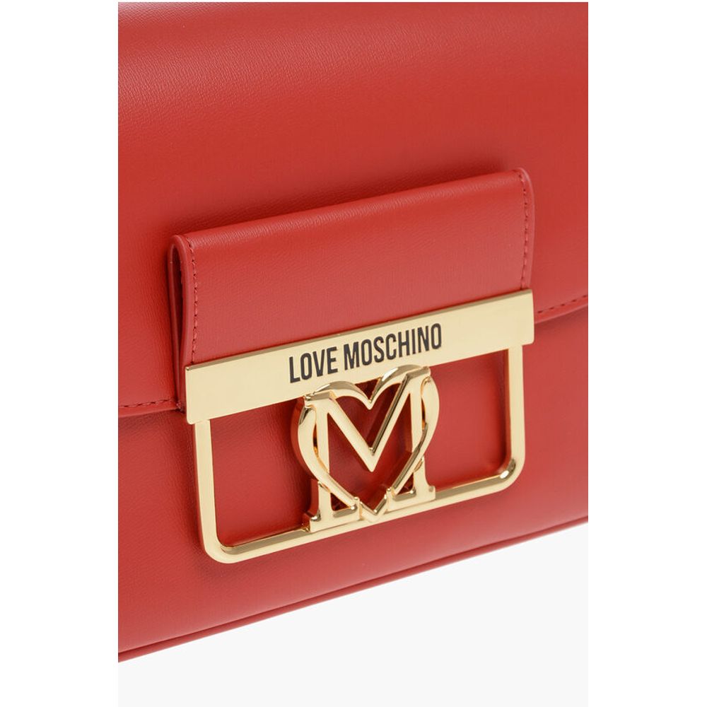 Moschino LOVE Faux Leather Bag with Golden Details and Removable Shou