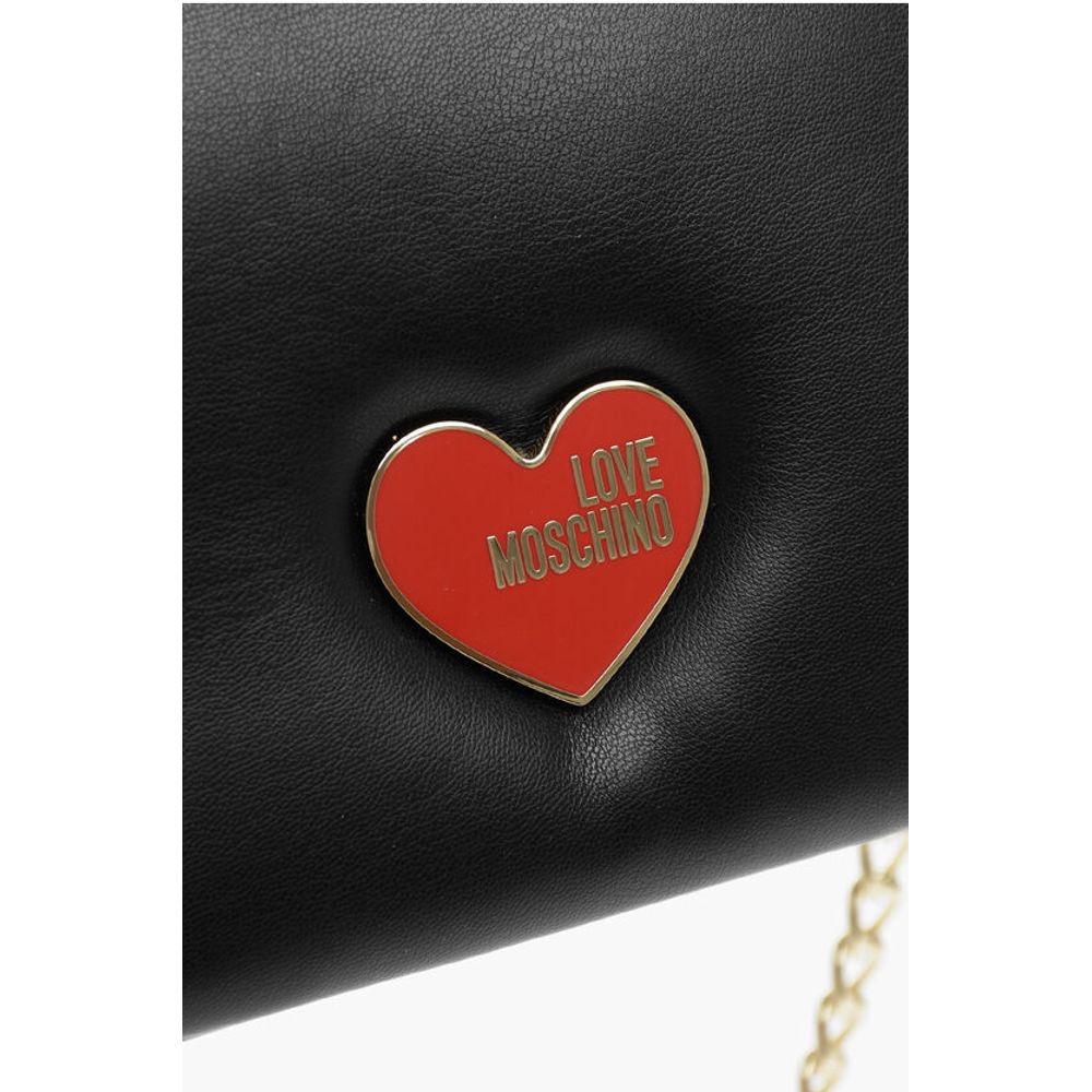 Moschino LOVE Faux Leather Crossbody Bag with Golden Chain