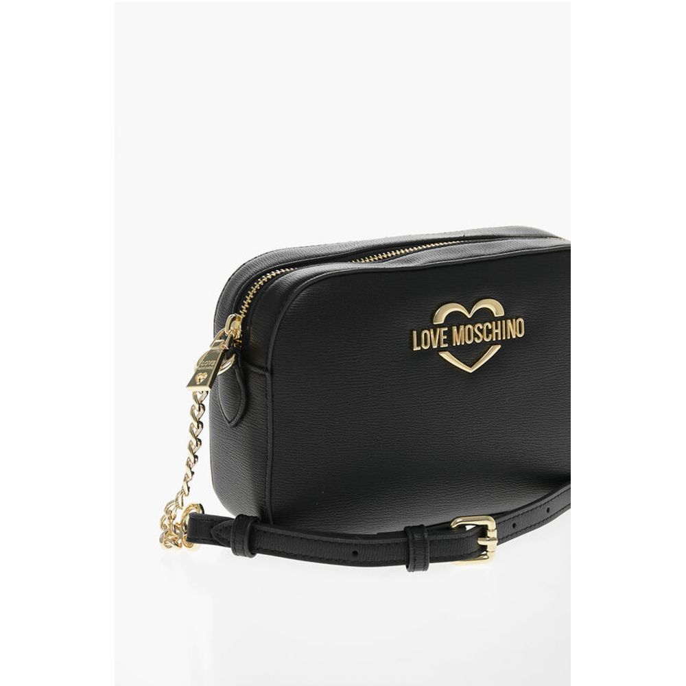 Moschino LOVE Faux Leather Crossbody Bag with Golden Details
