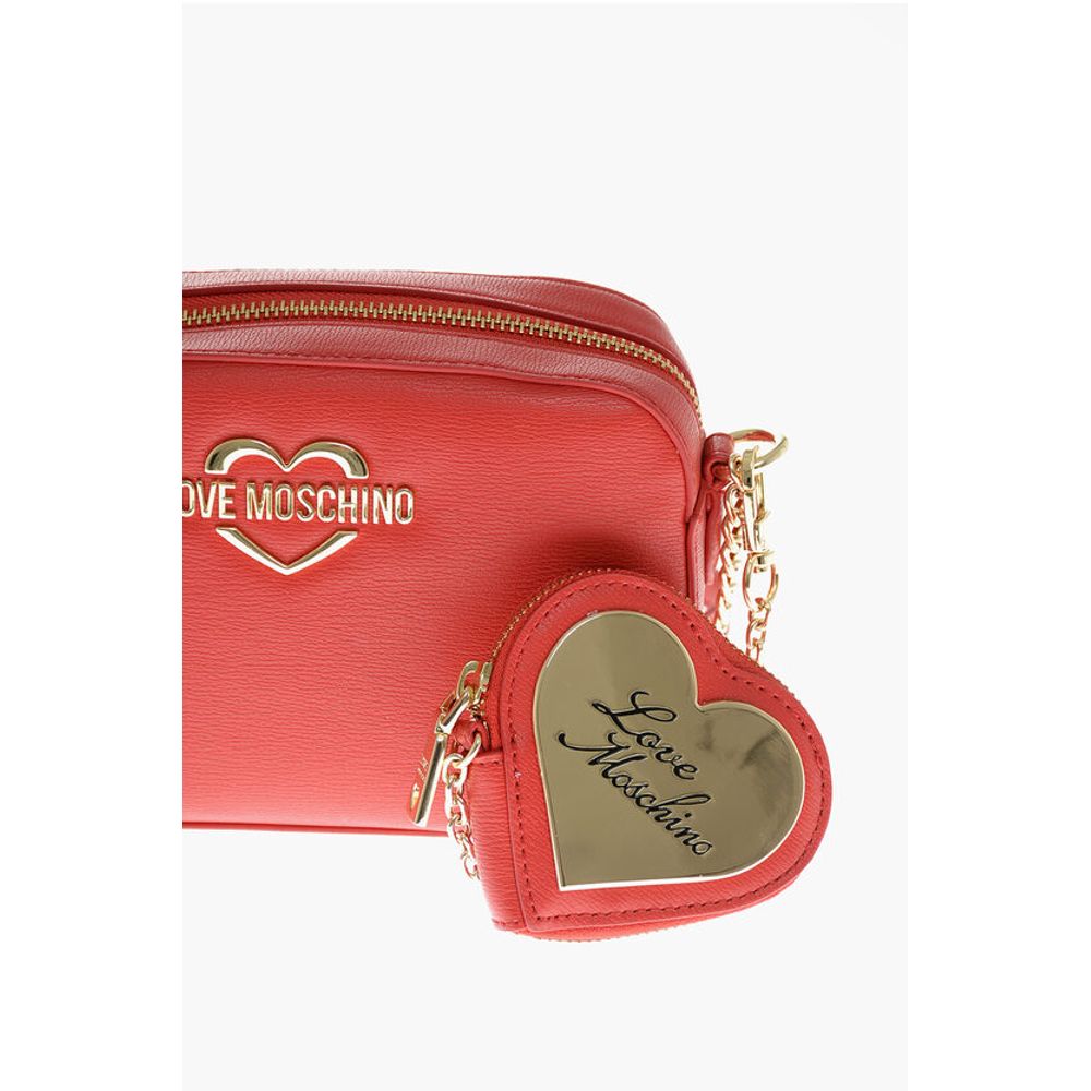 Moschino LOVE Faux Leather Crossbody Bag with Mini Heart-Shaped Pouch