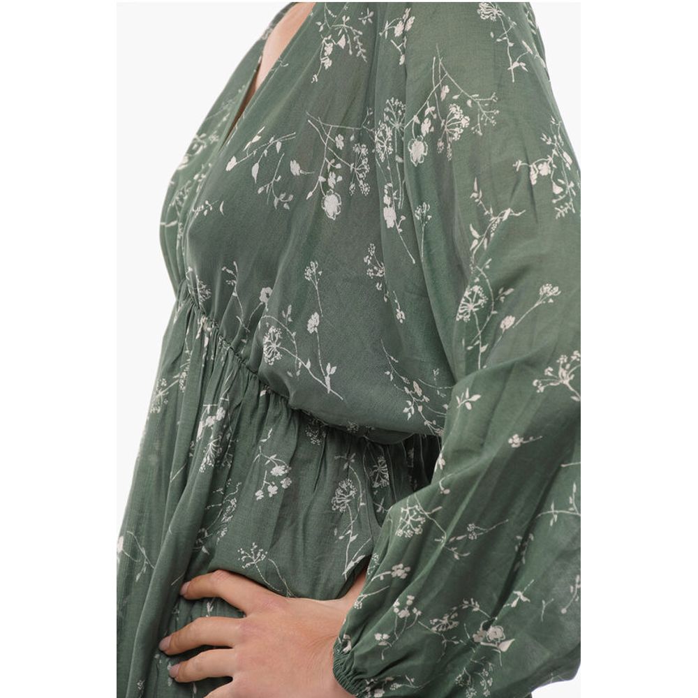 Samsoe Samsoe Floral-Motif GERTRUD Maxi Empire Dress with Puff Sleeve