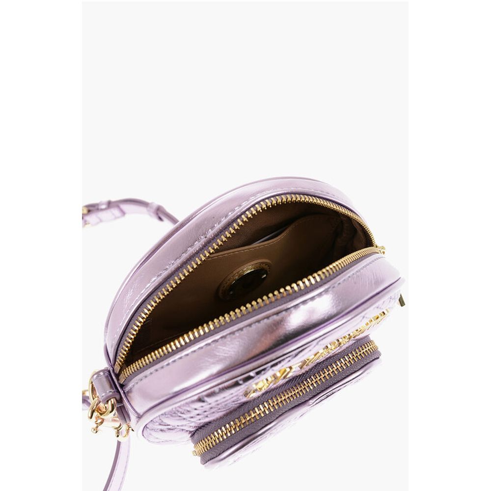 Moschino LOVE Quilted Metallic Faux Leather Bag with Heart-Shaped Poc