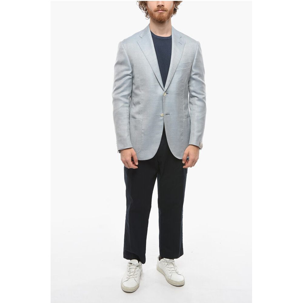 Corneliani Cashmere-blend Half-lined LEADER SOFT Blazer with Hopsack Pa