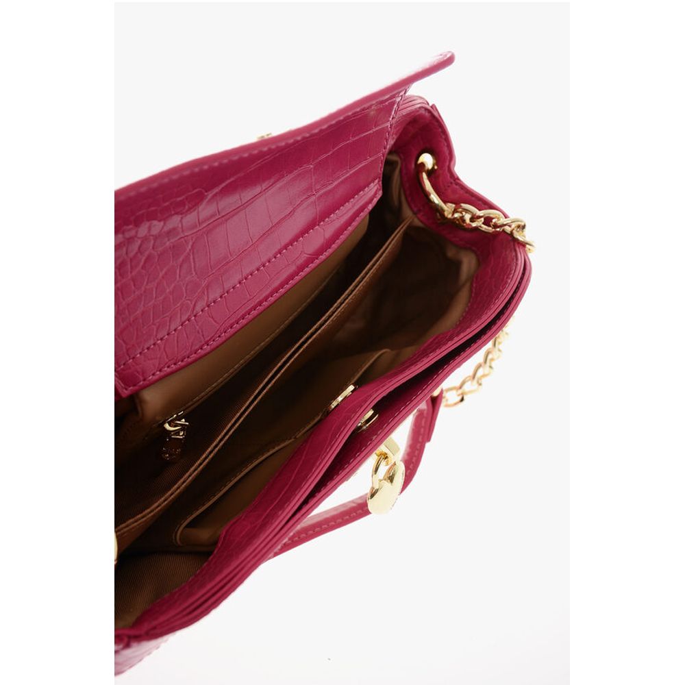 Moschino LOVE Fabric Crossbody Bag with Crocodile Effect Faux Leather