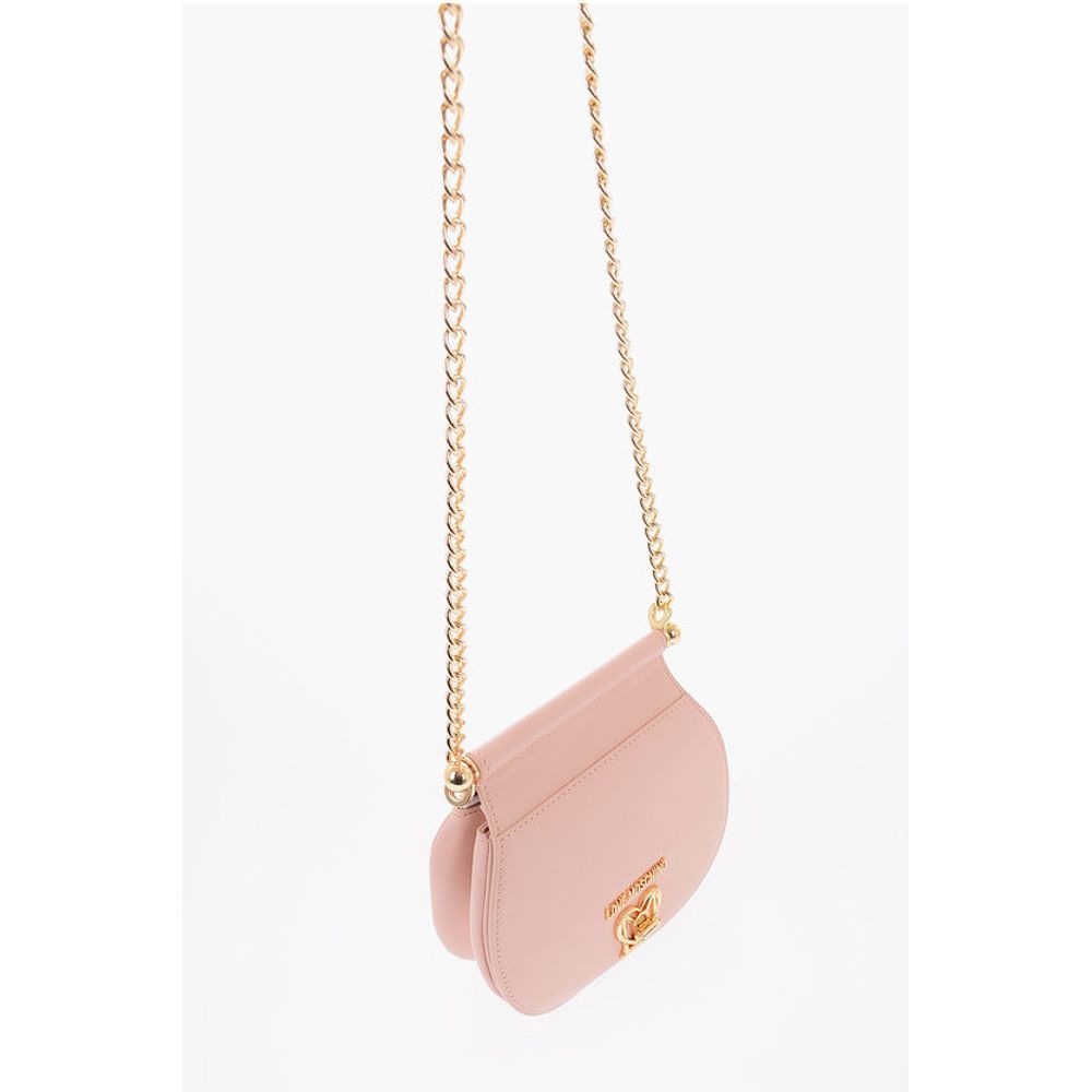 Moschino LOVE Faux Leather Crossbody Bag with Turn Lock Closure