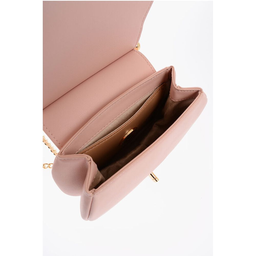 Moschino LOVE Faux Leather Crossbody Bag with Turn Lock Closure