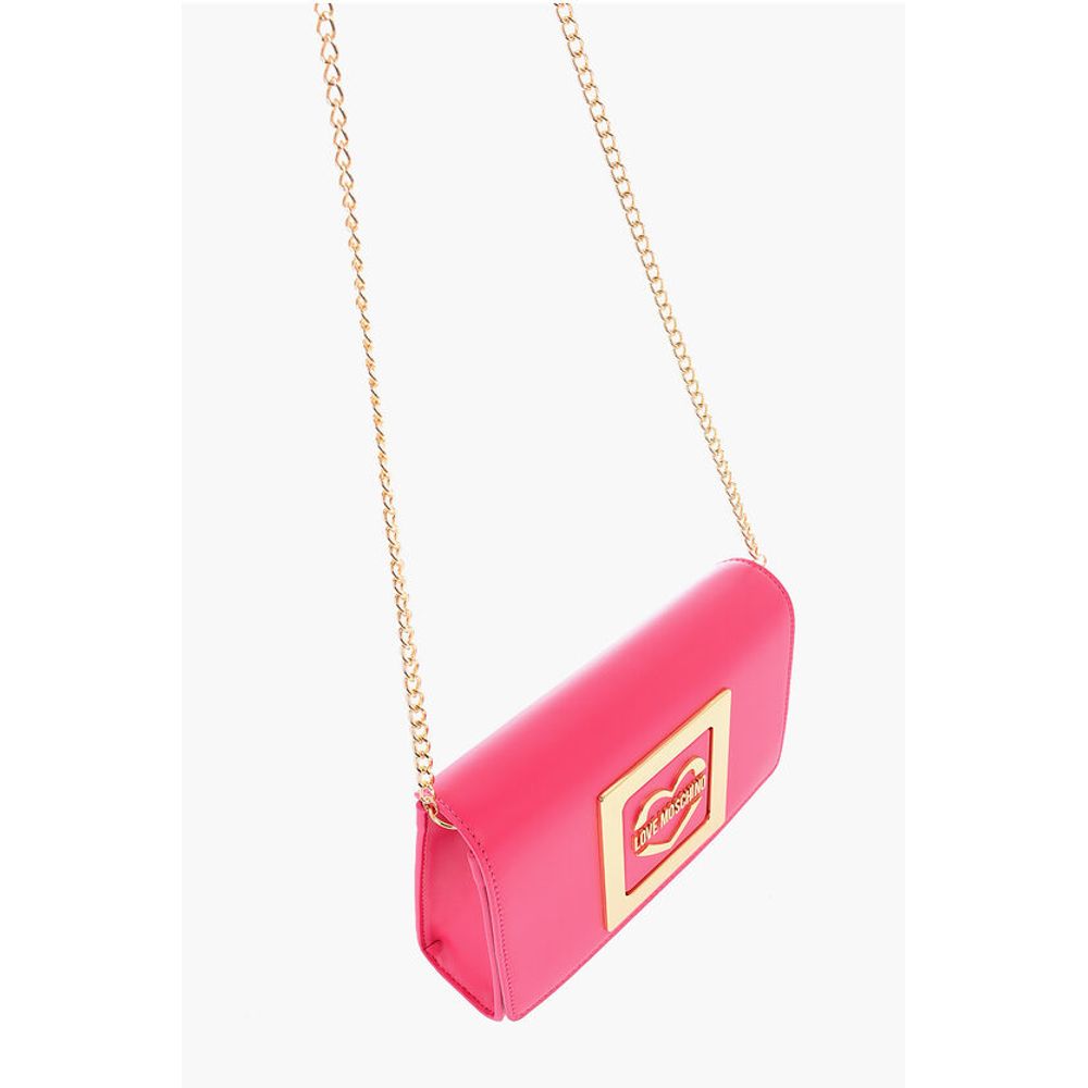 Moschino LOVE Faux Leather Crossbody Bag with Metal Golden Logo