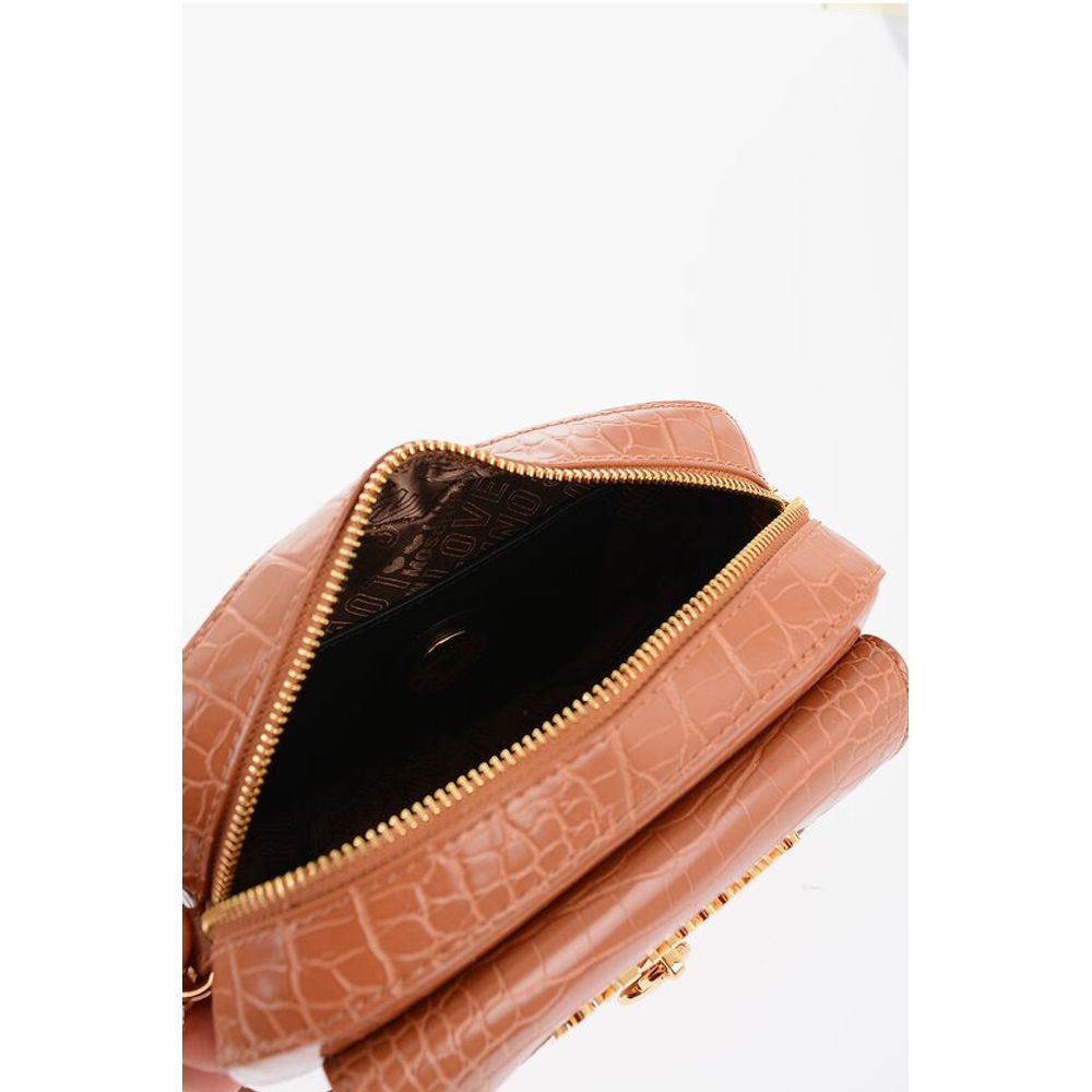 Moschino LOVE Crocodile Effect Faux Leather Crossbody Bag