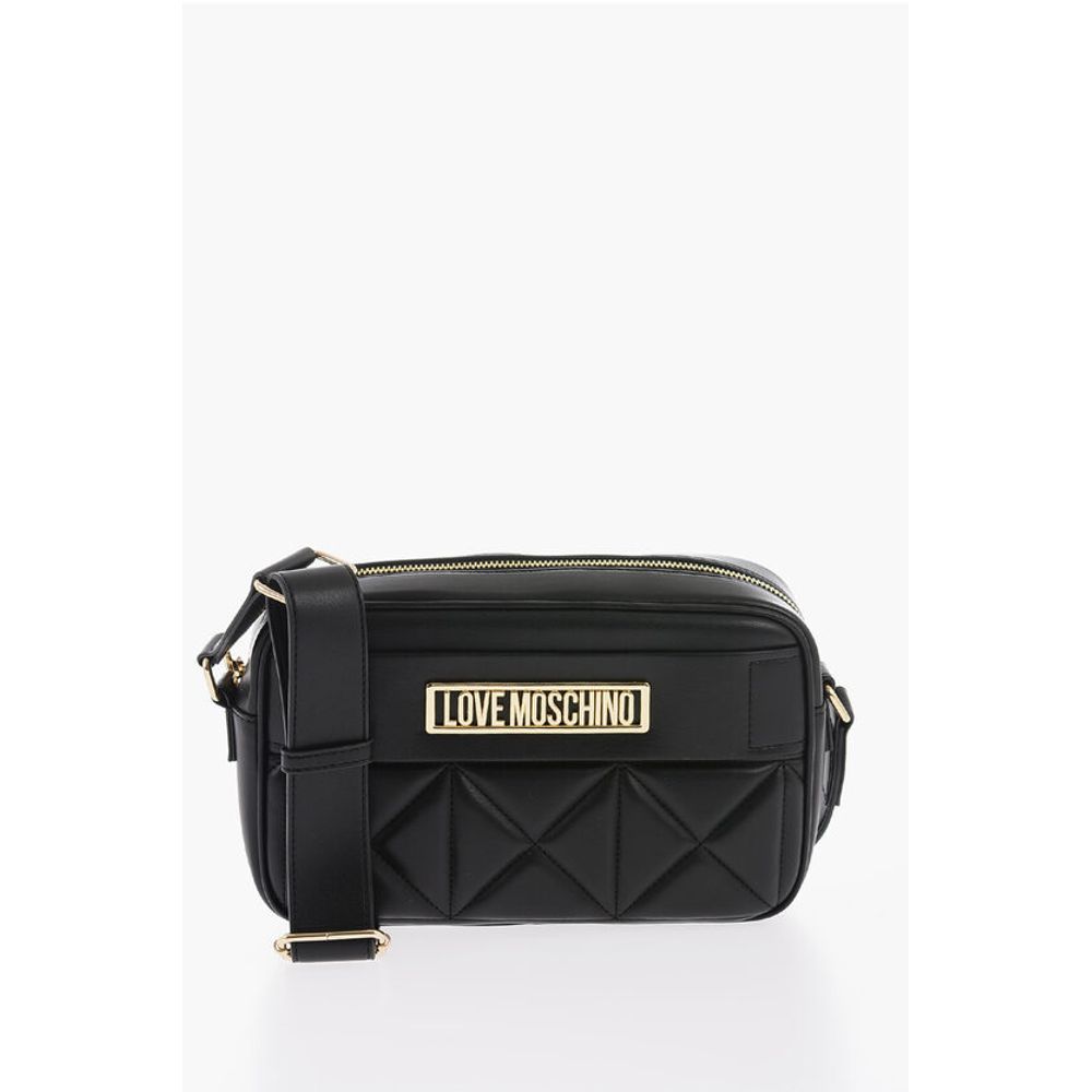 Moschino Quilted Faux Leather Camera Bag With Golden Logo