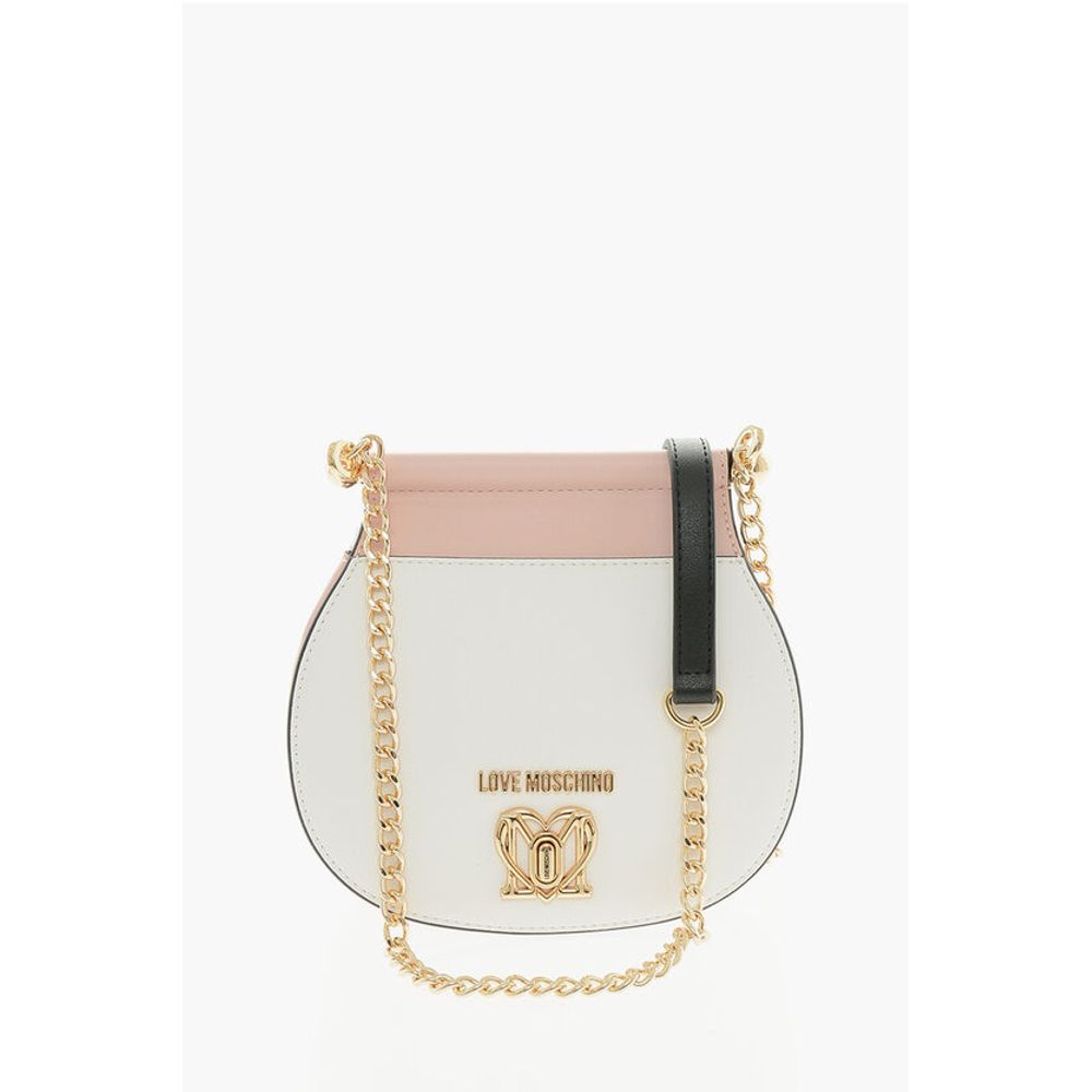 Moschino LOVE Two-Tone Faux Leather Bag with Golden Turn Lock Closure