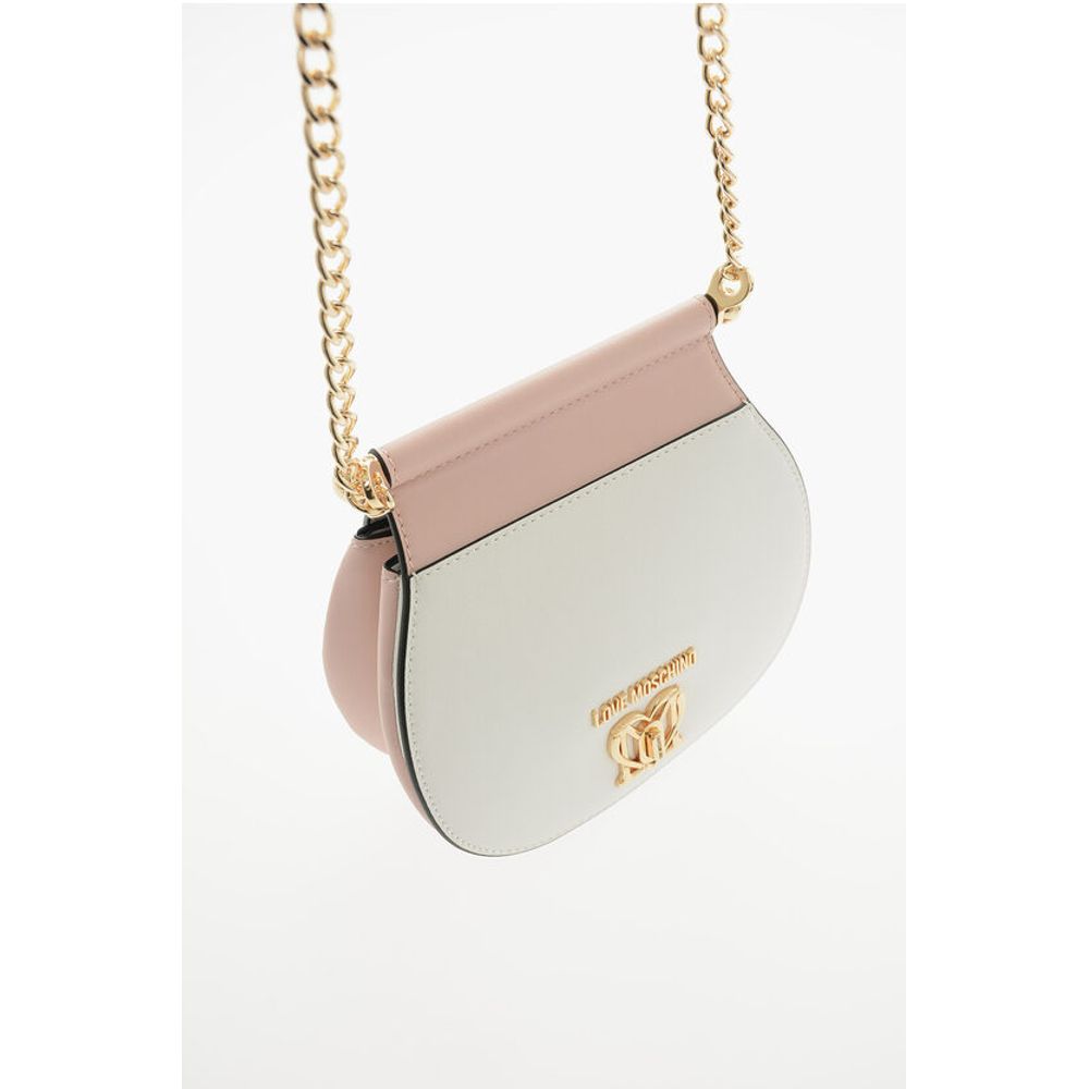 Moschino LOVE Two-Tone Faux Leather Bag with Golden Turn Lock Closure