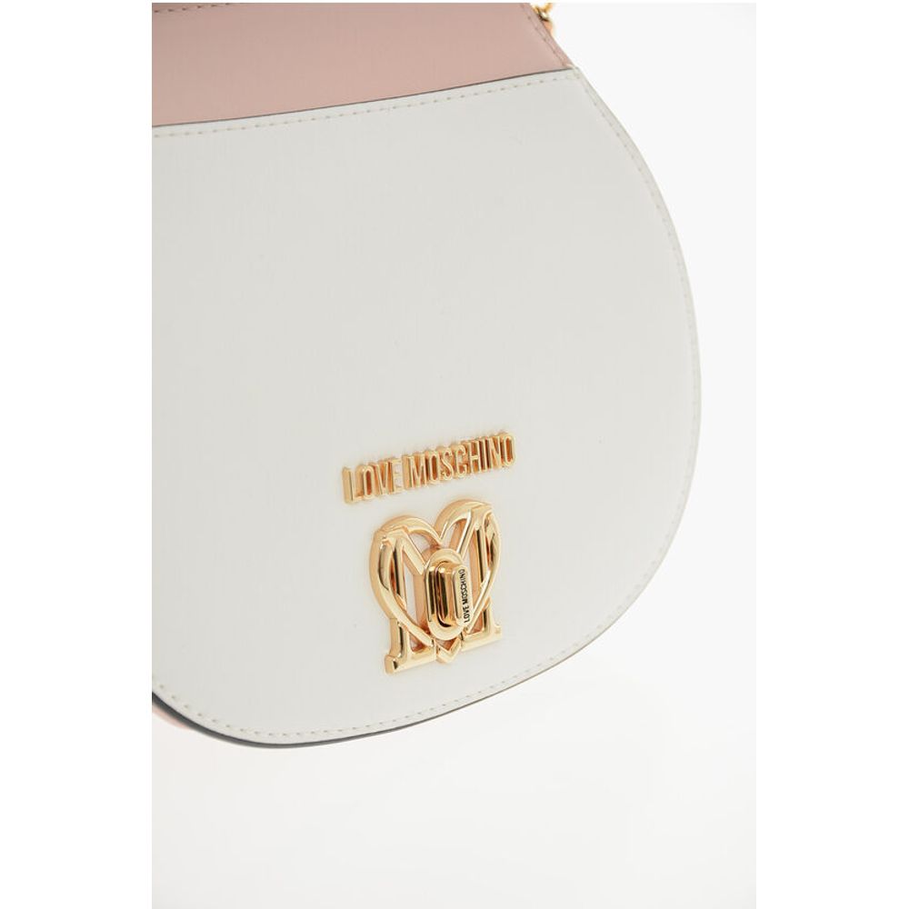 Moschino LOVE Two-Tone Faux Leather Bag with Golden Turn Lock Closure
