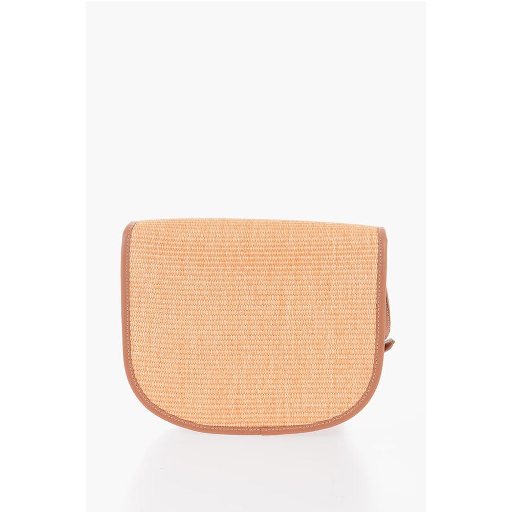 Moschino LOVE Rafia Crossbody Bag With Faux Leather Trimmings