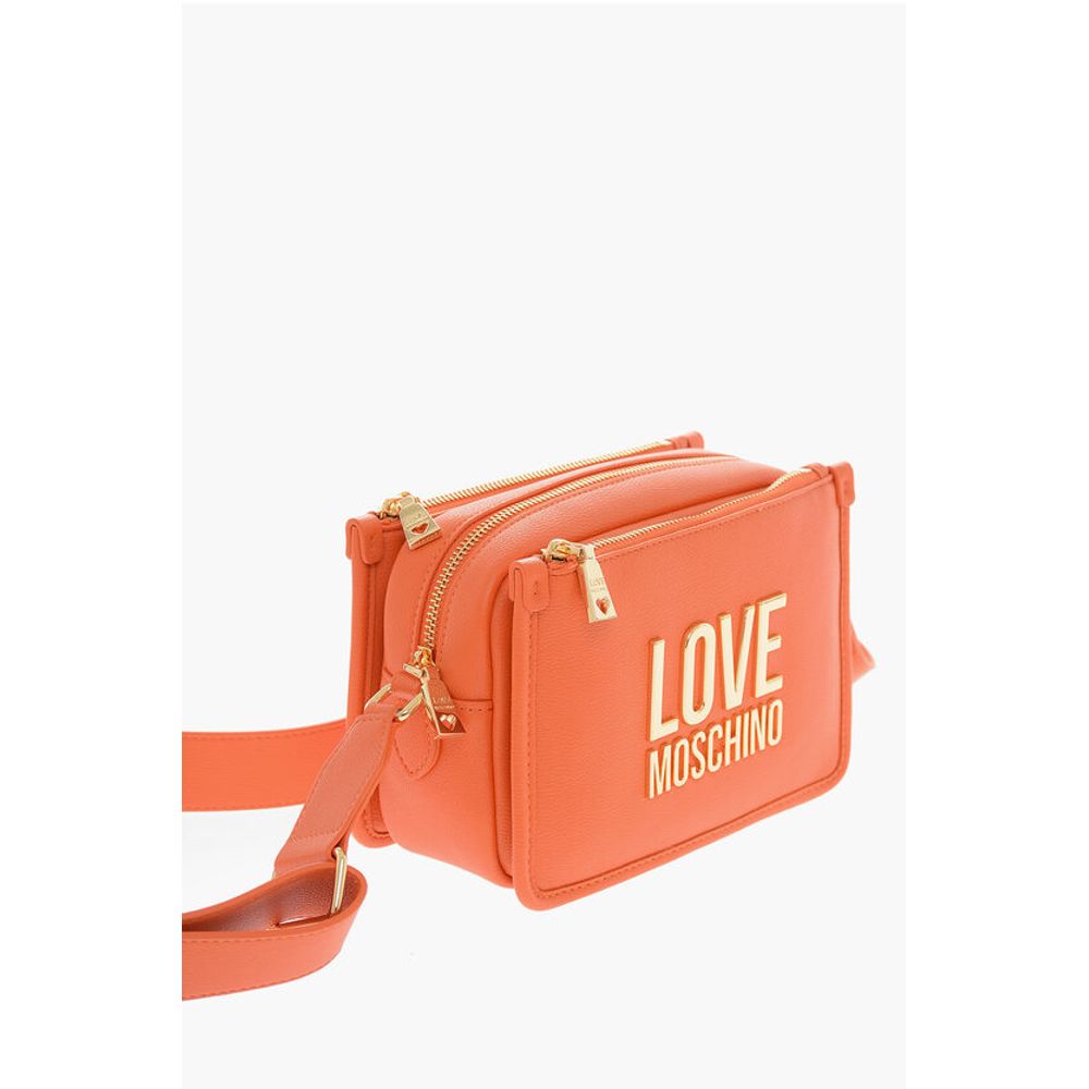 Moschino LOVE Faux Leather Camera Bag with Golden Logo Plaque