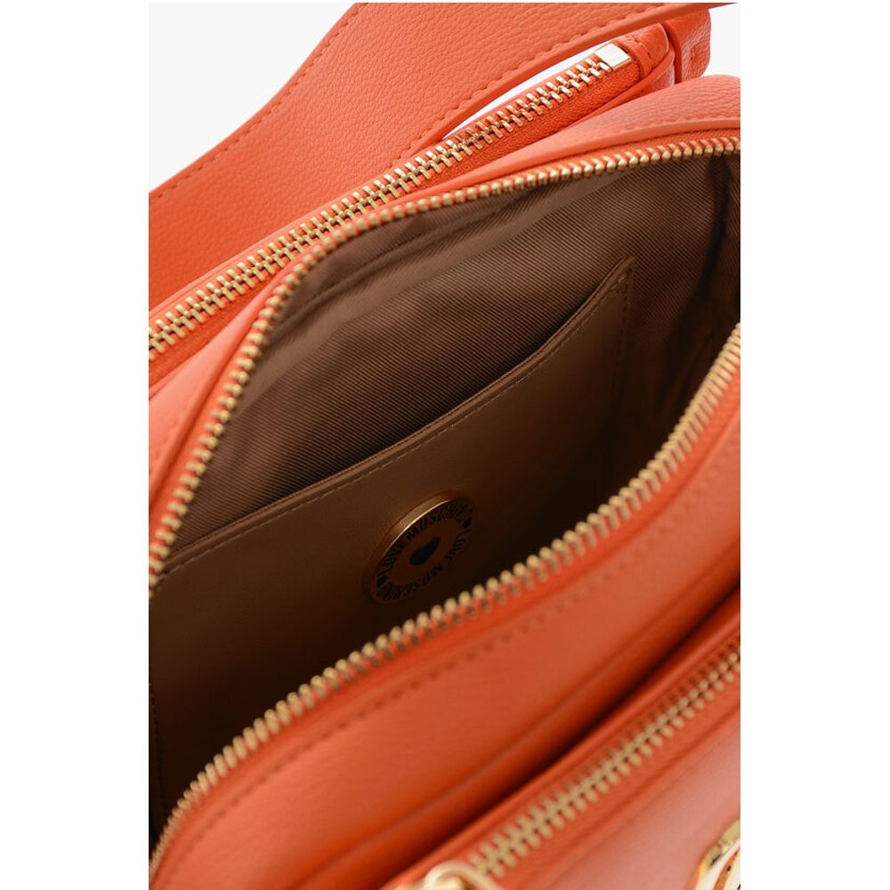 Moschino LOVE Faux Leather Camera Bag with Golden Logo Plaque