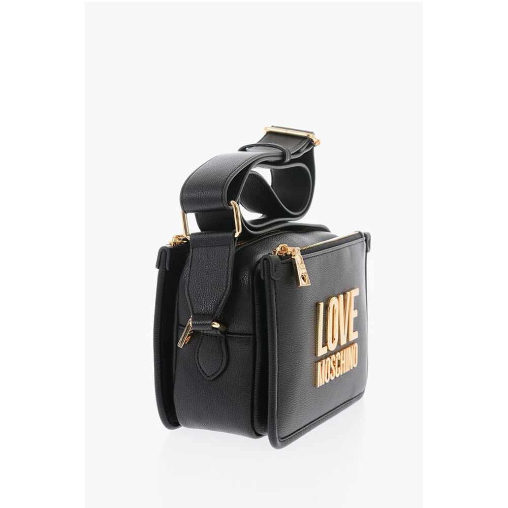 Moschino LOVE Faux Leather Crossbody Bag with Golden Logo