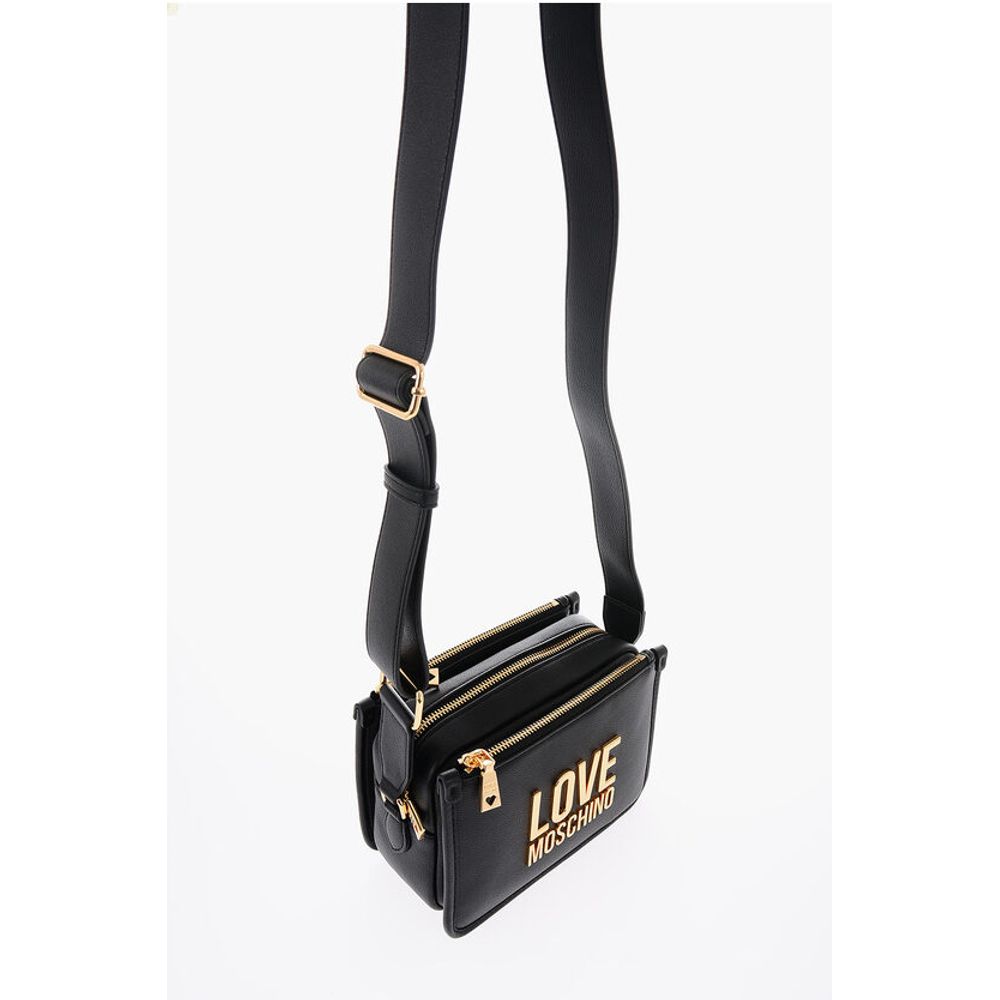Moschino LOVE Faux Leather Crossbody Bag with Golden Logo