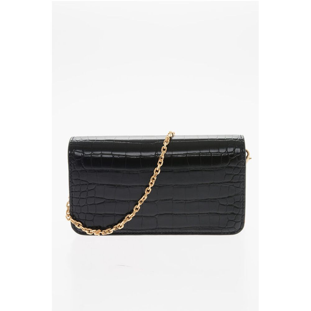 Moschino LOVE Faux Leather Crocodile Effect Bag with Embellished Gold