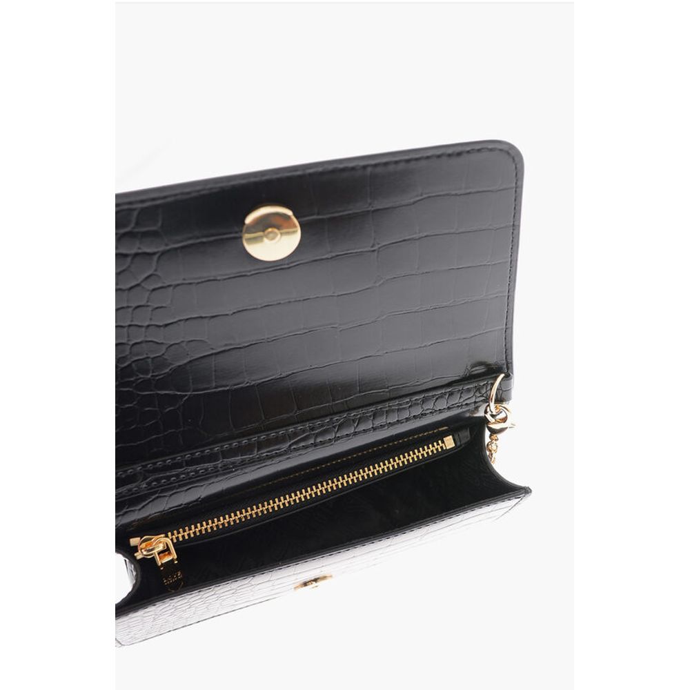 Moschino LOVE Faux Leather Crocodile Effect Bag with Embellished Gold