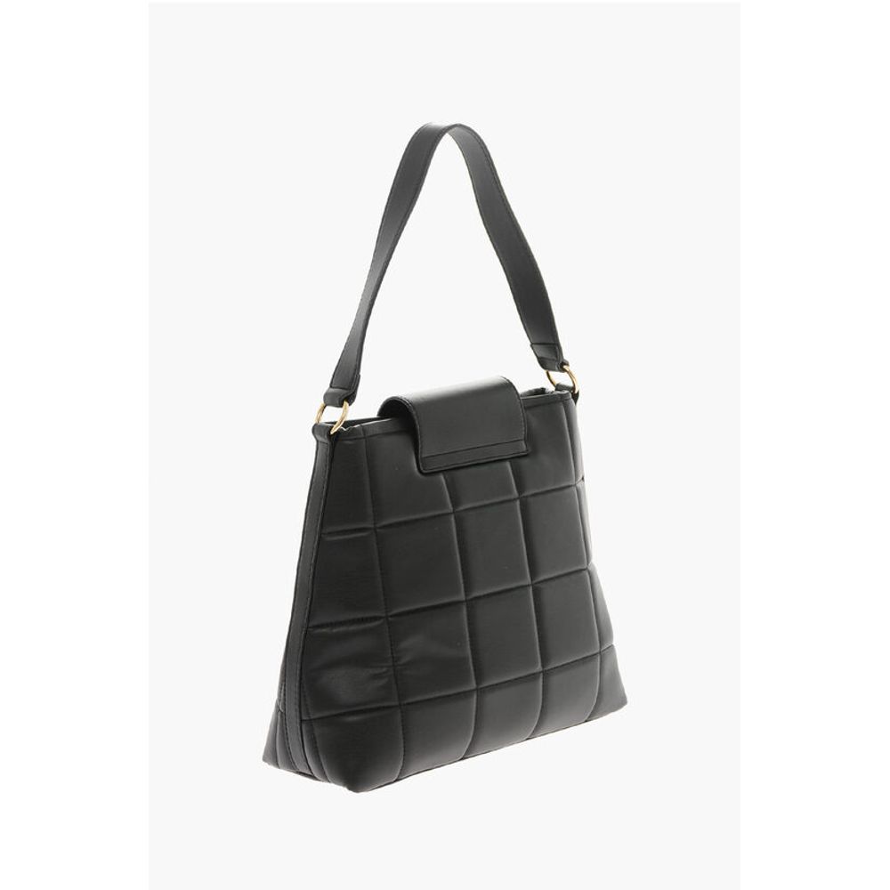 Moschino LOVE Quilted Faux Leather Shoulder Bag with Turn Lock Closur