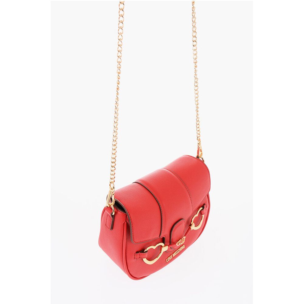 Moschino LOVE Faux Leather BIG HEARTBIT Crossbody Bag with Golden Cla