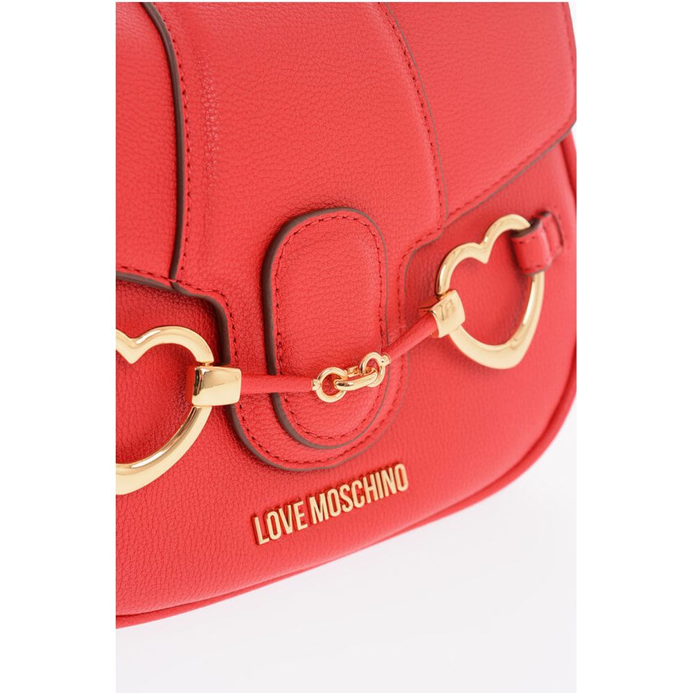 Moschino LOVE Faux Leather BIG HEARTBIT Crossbody Bag with Golden Cla