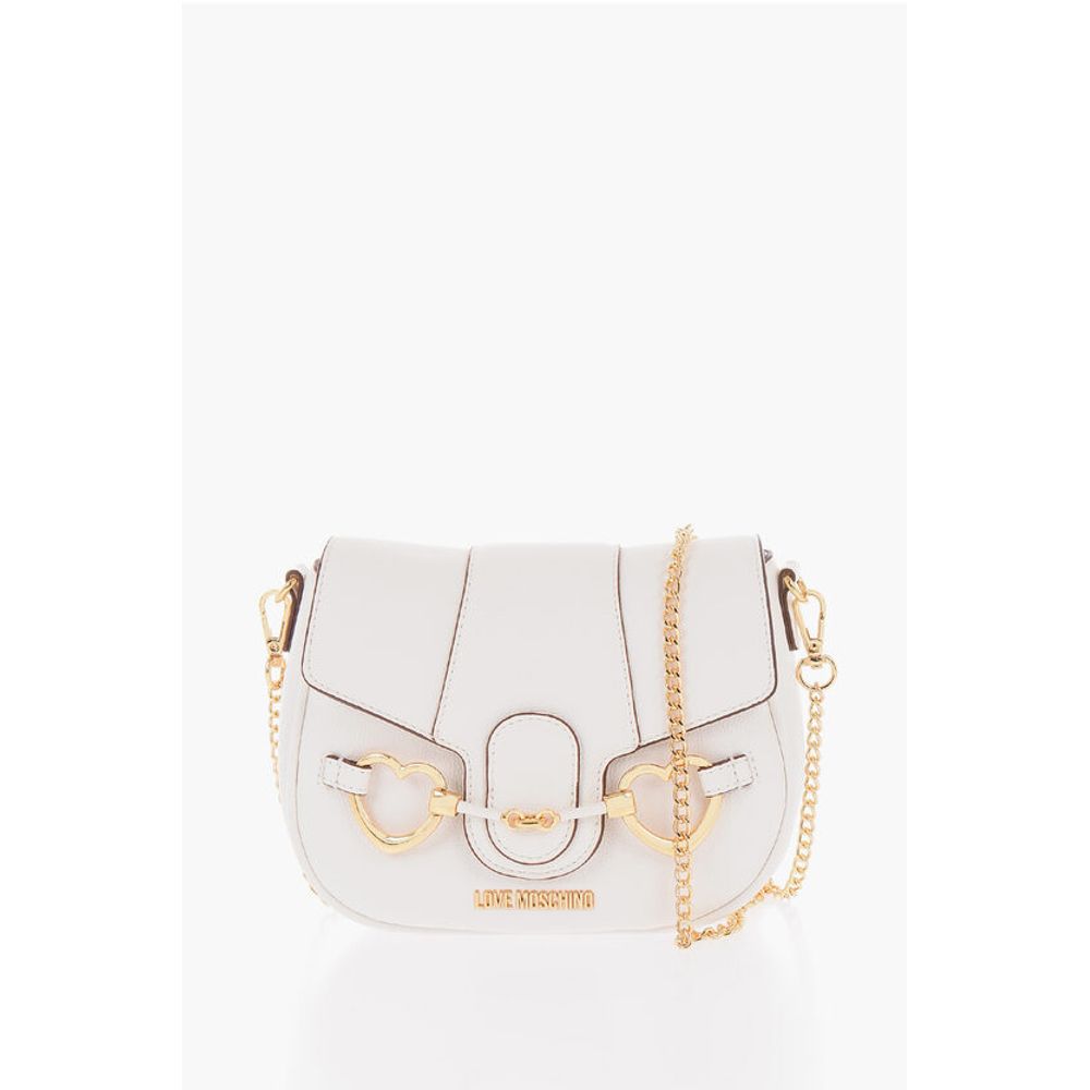 Moschino LOVE Faux Leather BIG HEARTBIT Crossbody Bag with Golden Cla