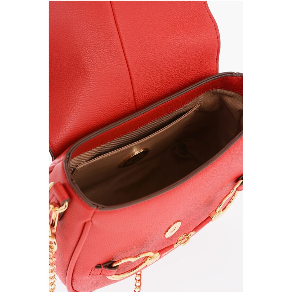 Moschino LOVE Faux Leather BIG HEARTBIT Crossbody Bag with Golden Cla