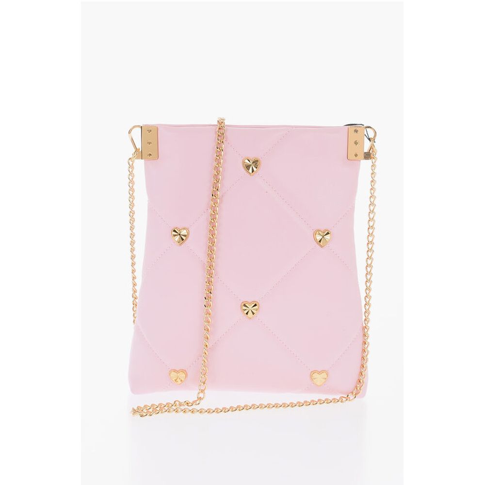 Moschino LOVE Faux Leather Crossbody Bag with All-Over Golder Hearts