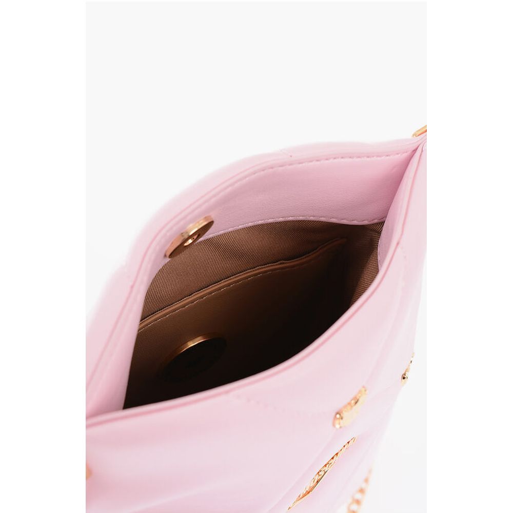 Moschino LOVE Faux Leather Crossbody Bag with All-Over Golder Hearts