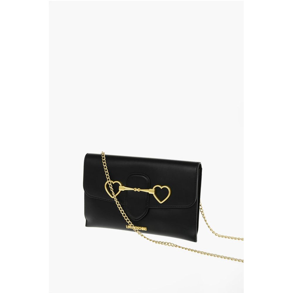 Moschino LOVE Removable Chain Shoulder Strap Faux Leather Clutch