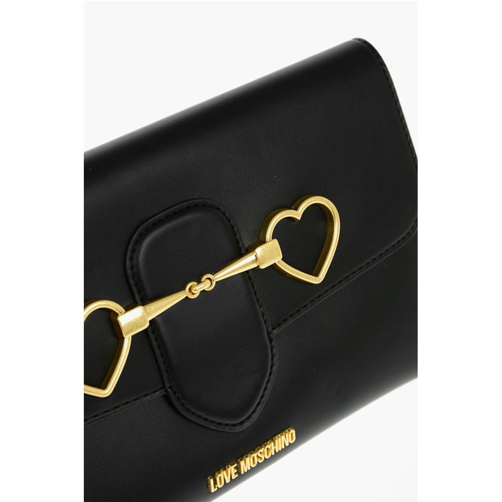 Moschino LOVE Removable Chain Shoulder Strap Faux Leather Clutch