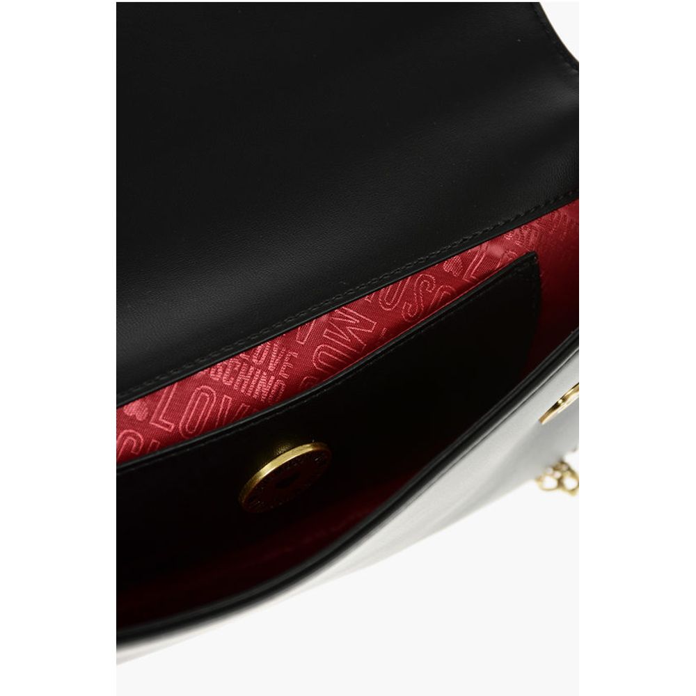 Moschino LOVE Removable Chain Shoulder Strap Faux Leather Clutch