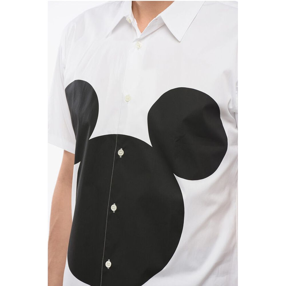 Comme Des Garçons SHIRT DISNEY Short Sleeved Poplin Cotton Shirt with Micky Mo
