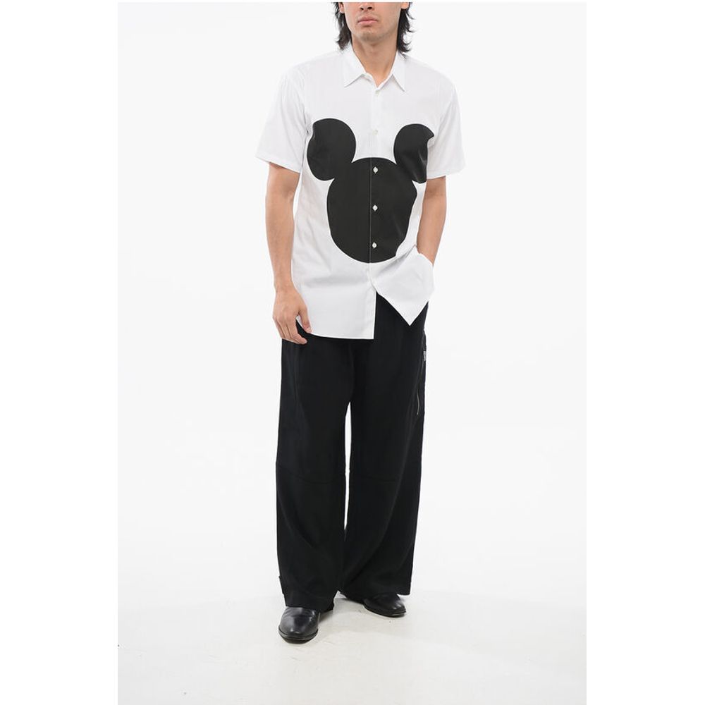 Comme Des Garçons SHIRT DISNEY Short Sleeved Poplin Cotton Shirt with Micky Mo