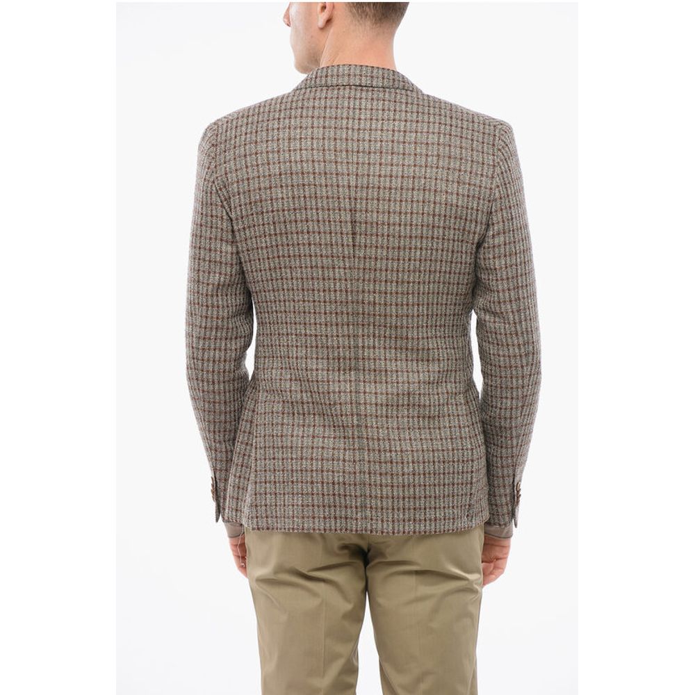 Nino Danieli Checkered Motif Wool Blend Single Breasted Blazer