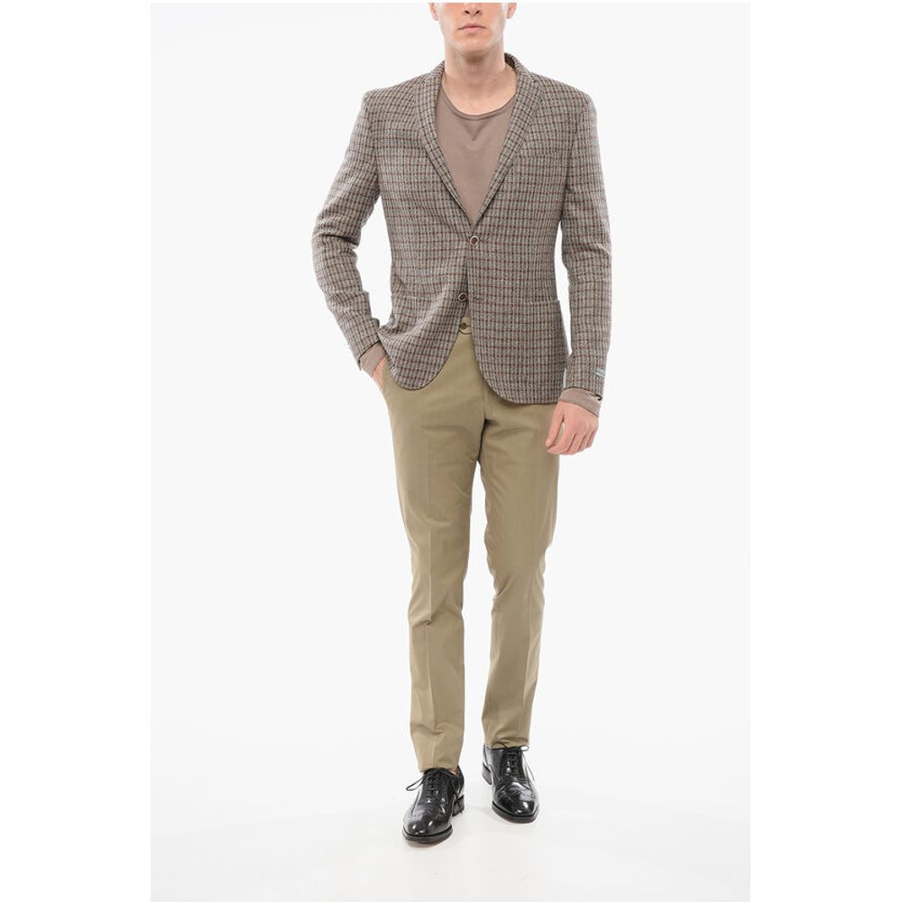 Nino Danieli Checkered Motif Wool Blend Single Breasted Blazer