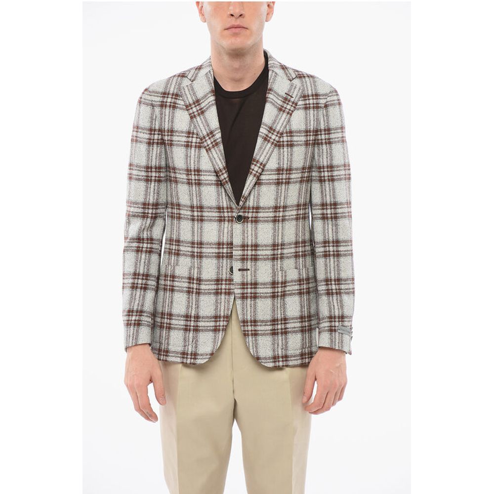 Nino Danieli Checkered Motif Single Breasted Blazer With Patch Pockets