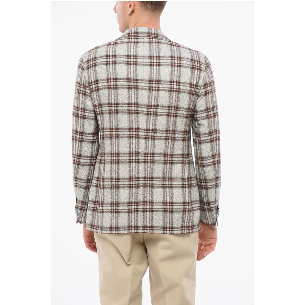 Nino Danieli Checkered Motif Single Breasted Blazer With Patch Pockets