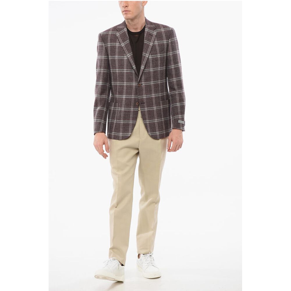 Nino Danieli Checkered Motif Wool Single Breasted Blazer