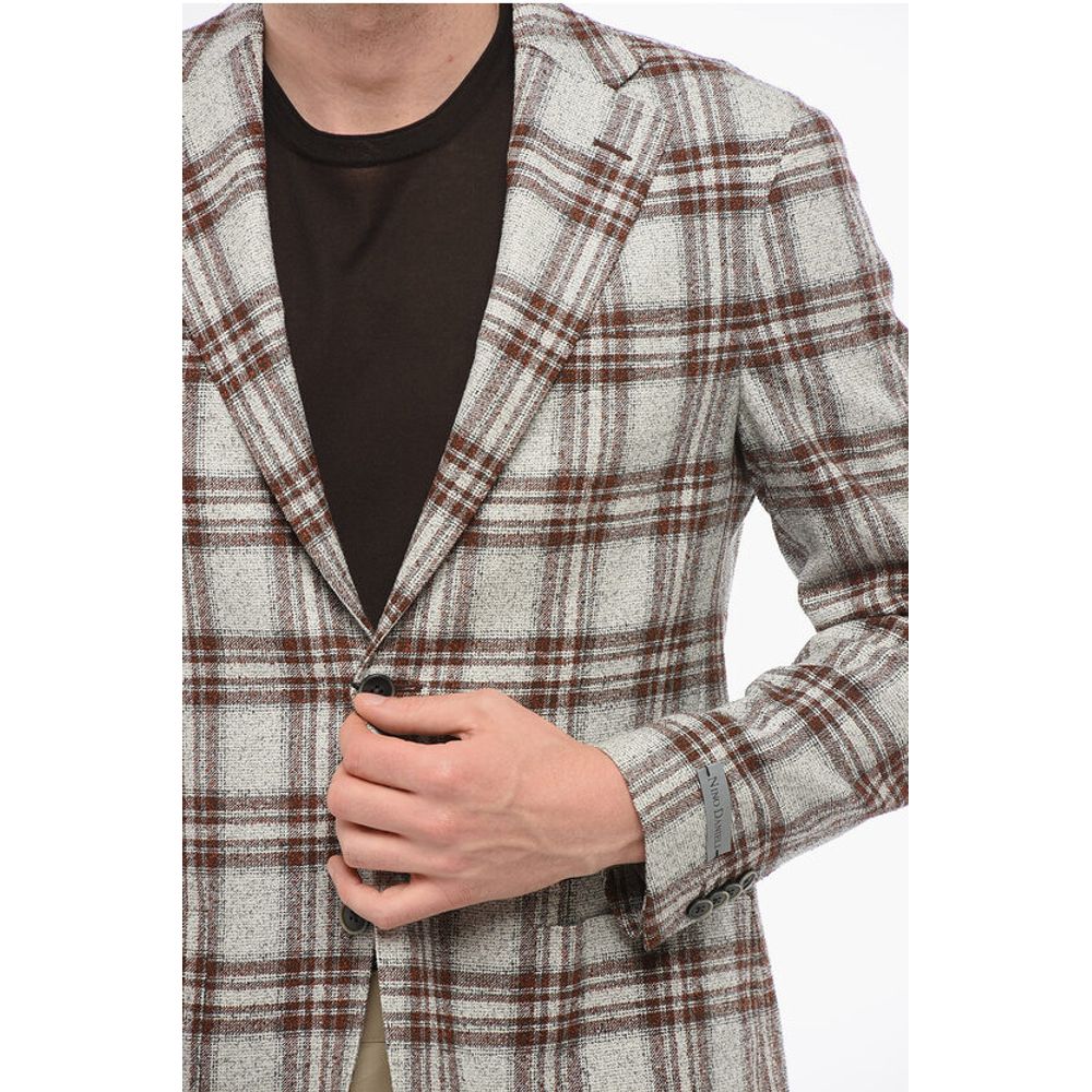 Nino Danieli Checkered Motif Single Breasted Blazer With Patch Pockets