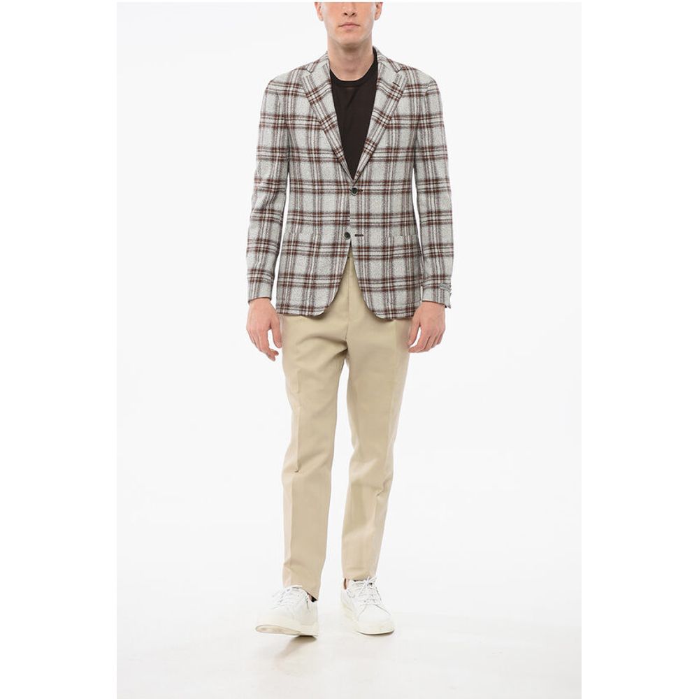 Nino Danieli Checkered Motif Single Breasted Blazer With Patch Pockets