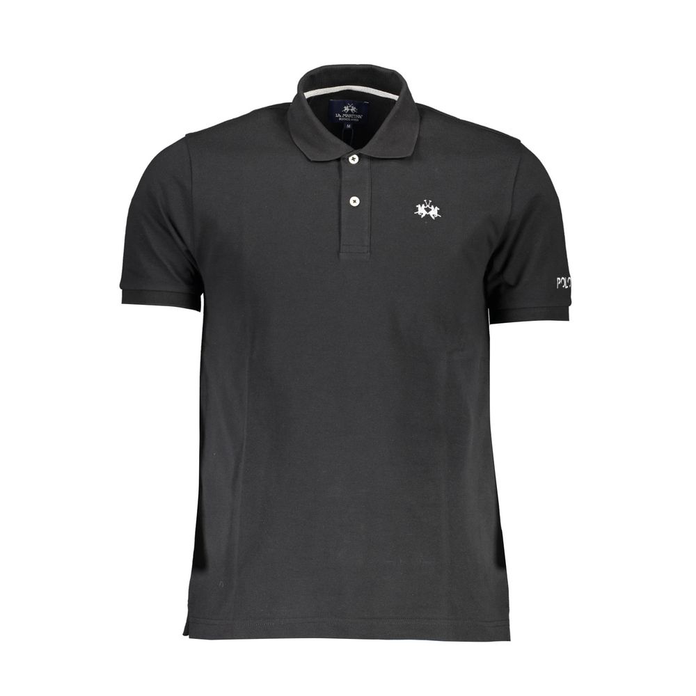 La Martina Black Cotton Polo Shirt