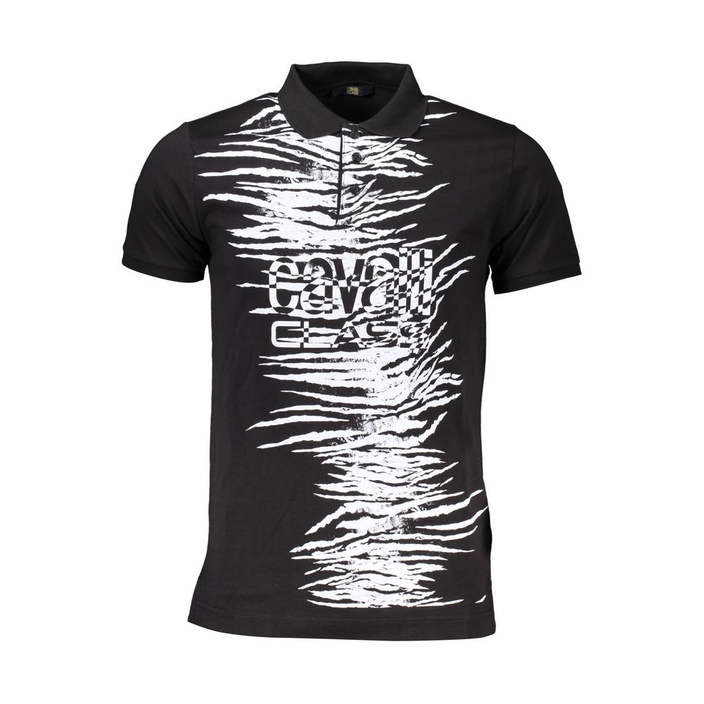 Cavalli Class Black Cotton Polo Shirt