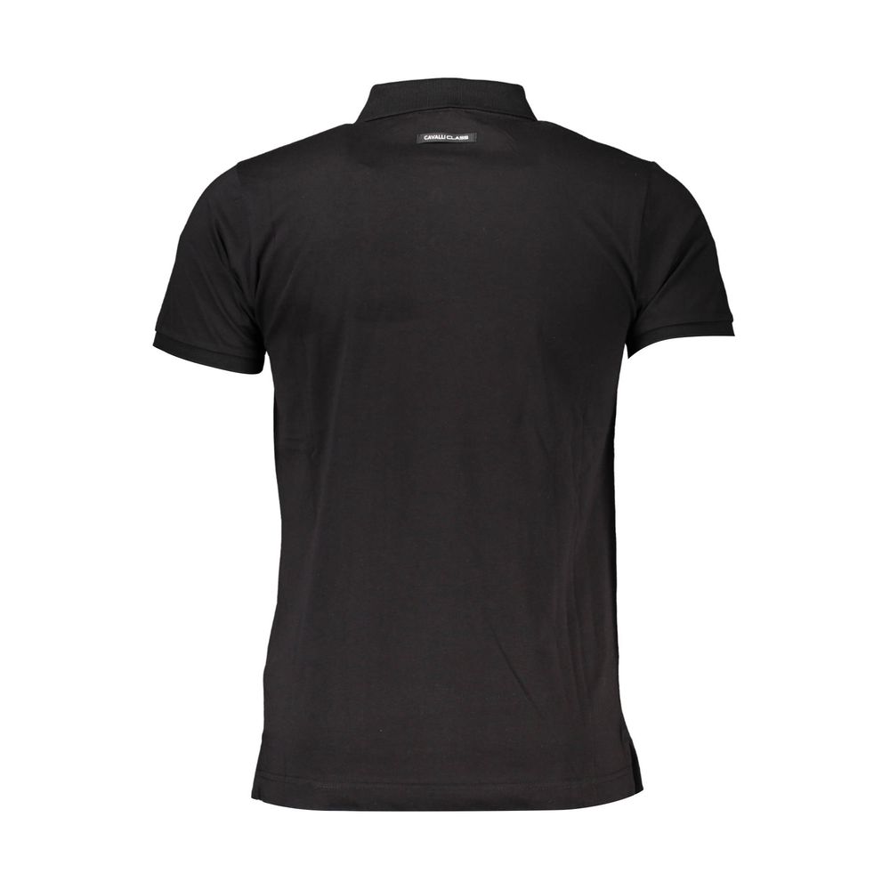 Cavalli Class Black Cotton Polo Shirt