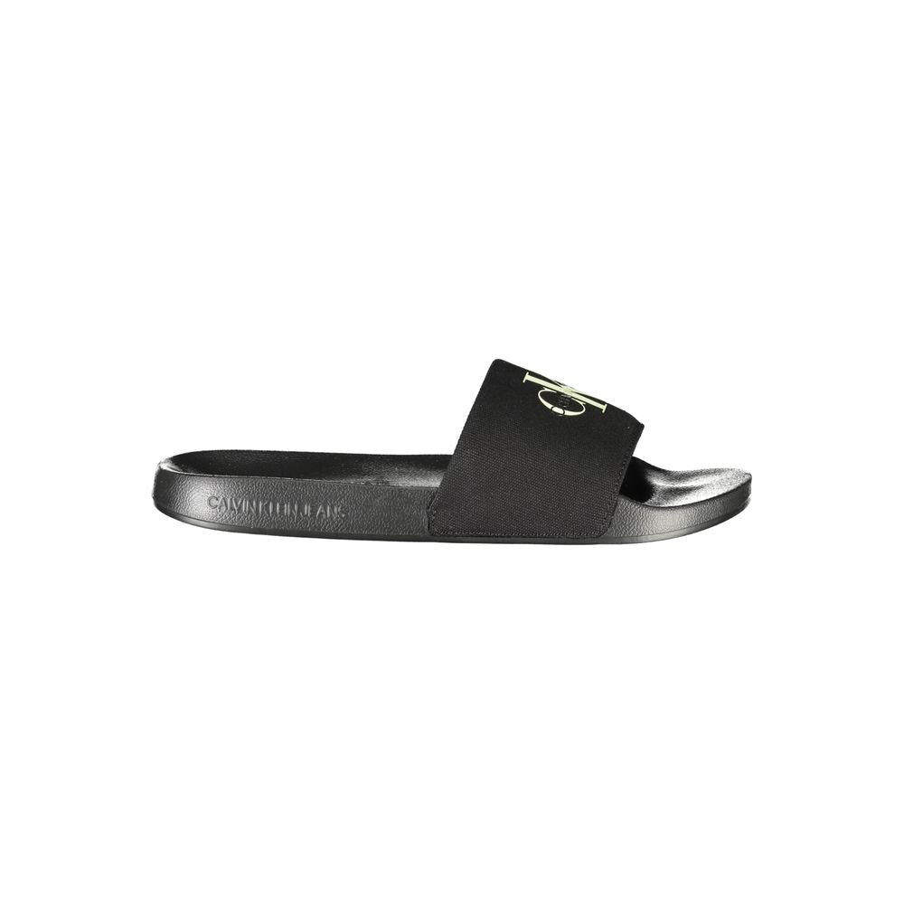 Calvin Klein Black Recycled Cotton Men Sandal