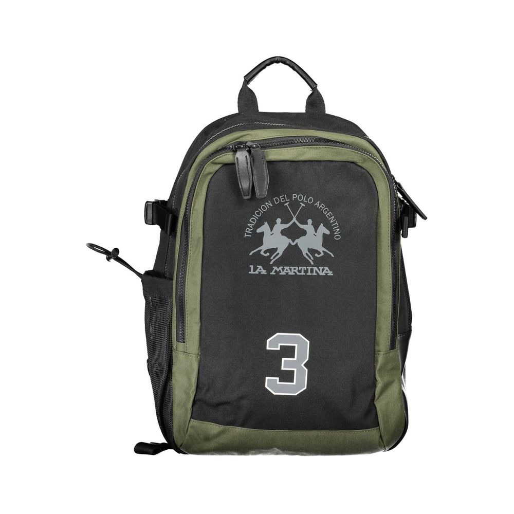 La Martina Black Polyester Backpack