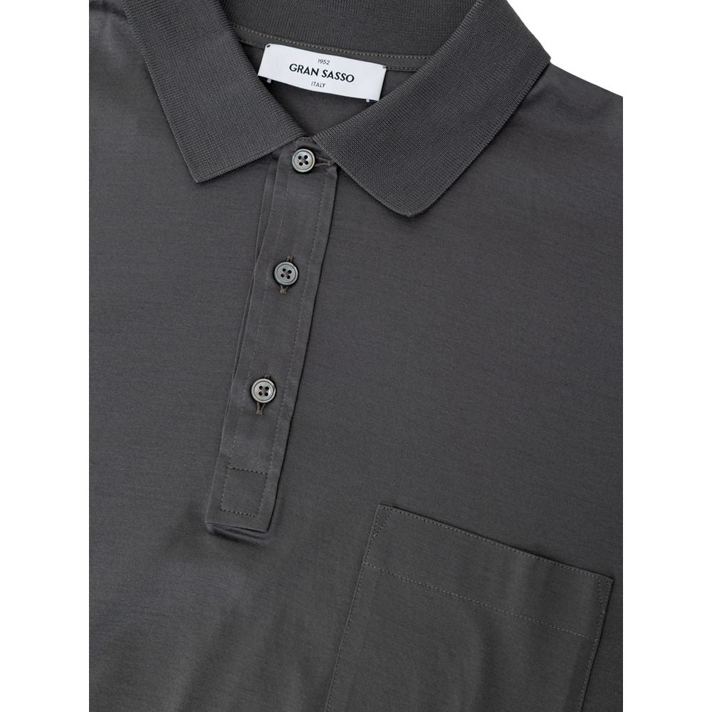 Gran Sasso Gray Cotton Polo Shirt